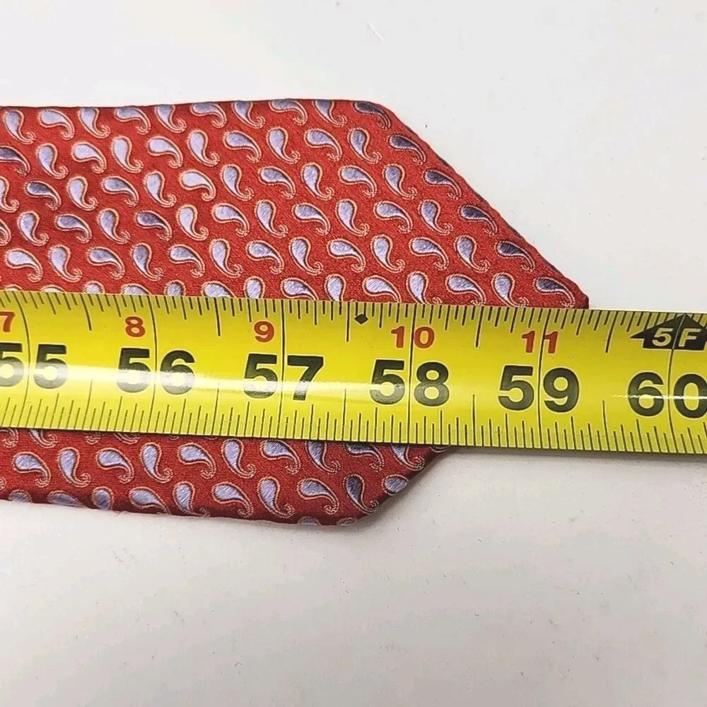 Ike Behar New York Tie Red Blue Paisley Men's 100% Silk Necktie Hand Tailored
